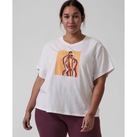 Athleta Daily Relaxed Artist Graphic White Tee Size 2X NWT - Picture 5 of 6